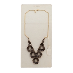 Sample card Deco Czech vintage rhinestone jewelry Garnet Necklace 