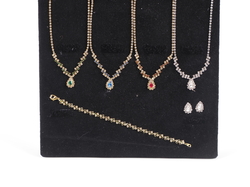 Sample card Lot 4 Czech vintage crystal glass rhinestone Set Necklace Earrings bracelet 