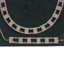 Sample card Czech vintage crystal glass rhinestone Set Necklace Bracelet geometric