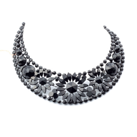 Victorian Czech black glass 'mourning' costume jewelry
