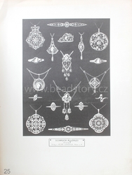 Original Art Nouveau German pendant, ring and brooch technical design print catalogue page "Schmuck-Allerlei"
