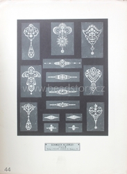 Art Nouveau ring and brooch technical design print catalogue page "Schmuck-Allerlei" Germany