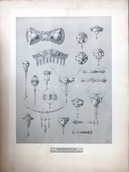 Art Nouveau jewelry technical design print "Schmuck Kasten" Germany 1900's #11