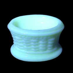 Vintage Czech cream Uranium glass miniature oval plant pot basket ornament dolls house furniture