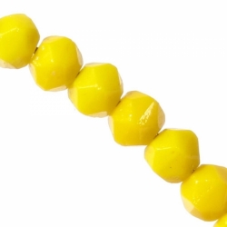Lot (50) 5mm Czech vintage canary yellow English cut faceted glass beads