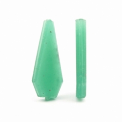 Lot (2) 22mm Vintage Deco Czech keystone faceted chrysoprase green glass earring beads