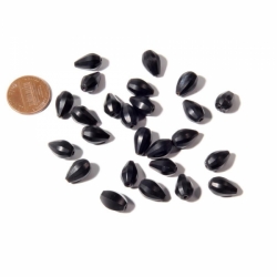 Lot (24) 12mm Czech vintage melon teardrop faceted matte black glass beads