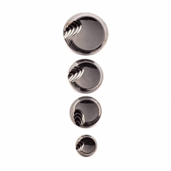 Collection (4) Czech 1920s vintage silver metallic geometric black glass buttons