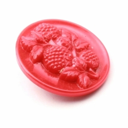 37mm large Vintage Czech Art Deco red strawberry art glass picture button