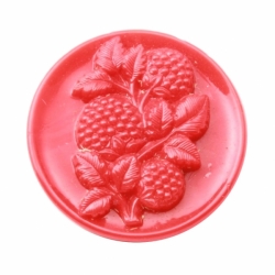 37mm large Vintage Czech Art Deco red strawberry art glass picture button