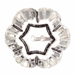 23mm Czech antique Art Nouveau crystal faceted flower glass button