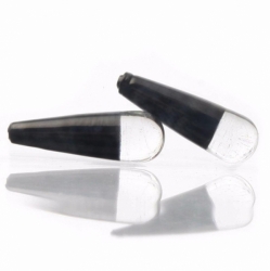 Lot (2) 23mm vintage Czech teardrop crystal black bicolor earring glass beads