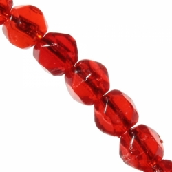 Lot (50) 5mm Czech vintage transparent red English cut faceted glass beads