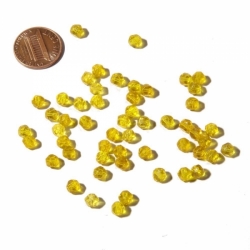 Lot (50) 5mm Czech vintage amber yellow English cut faceted glass beads