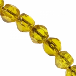 Lot (50) 5mm Czech vintage amber yellow English cut faceted glass beads