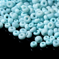 Lot (3000) vintage Czech opaque pale blue rondelle seed glass beads