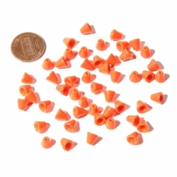 Lot (50) 6mm Czech vintage opaque orange cone molded cap glass beads