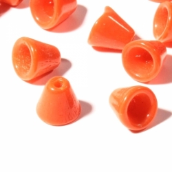 Lot (50) 6mm Czech vintage opaque orange cone molded cap glass beads