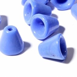 Lot (50) 6mm Czech vintage opaque blue cone molded cap glass beads