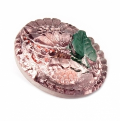 27mm Czech Vintage reverse mirror sunflower pale amethyst art glass button