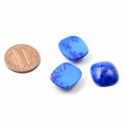 Lot (3) 16mm Czech vintage blue Lapis Lazuli rectangle glass cabochons