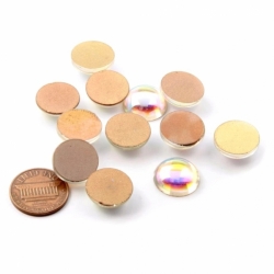Lot (12) 15mm Czech vintage foil mirror AB clear iridescent glass cabochons