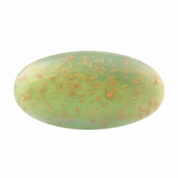 36mm large Czech vintage dragons breath aventurine gold green oval glass cabochon