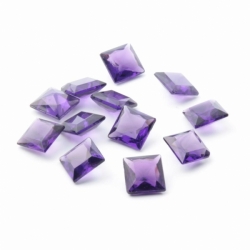 Lot (12) 12mm vintage Czech square faceted violet glass rhinestones