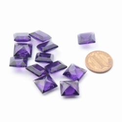 Lot (12) 12mm vintage Czech square faceted violet glass rhinestones