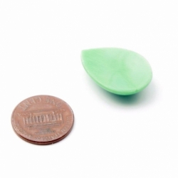 25x18mm Czech vintage pastel green teardrop glass cabochon