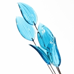 Lot (6) lampwork Czech azure blue flower leaf glass craft arranging headpin beads