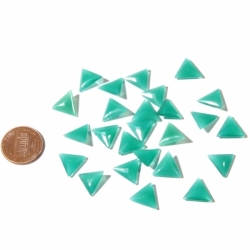 Lot (24) 12mm Czech vintage chrysoprase green opaline triangle glass rhinestones