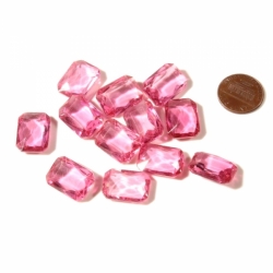 Lot (12) 18mm Czech Bohemian vintage rose pink octagon faceted glass rhinestones