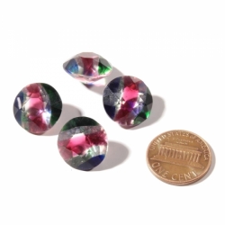 Lot (4) 15mm antique rainbow striped faceted Austrian D.S glass rhinestones