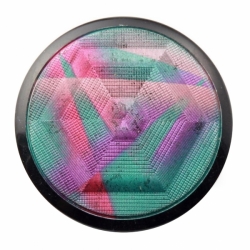 Large 50mm Czech Victorian antique rainbow faux satin fabric jet black art glass button