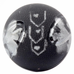 27mm Czech antique Victorian C19th metallic hand painted black art glass button