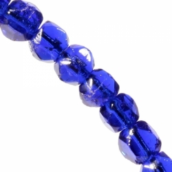 Lot (50) 4mm Czech vintage cobalt blue English cut faceted glass beads