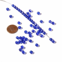 Lot (50) 5mm Czech vintage sapphire blue English cut faceted glass beads