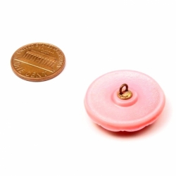27mm Czech Vintage 14k gold gilt faux fabric pink satin art glass button