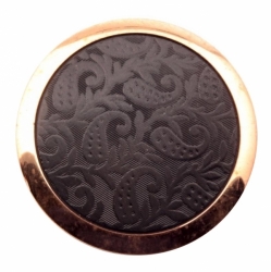 49mm Czech antique gilt "William Morris" floral style black glass button