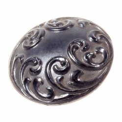 23mm Czech Bohemian antique Victorian floral scroll lustre black glass button