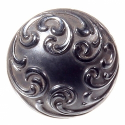 23mm Czech Bohemian antique Victorian floral scroll lustre black glass button