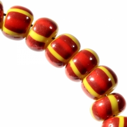 Lot (170) 7mm vintage Czech red yellow bicolor striped rondelle glass beads