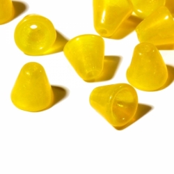 Lot (50) 6mm Czech vintage semi translucent yellow cone necklace cap glass beads