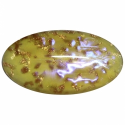 36mm large Czech vintage dragons breath aventurine gold yellow oval glass cabochon