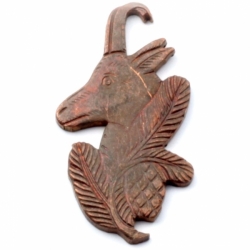 Czech 1920's Vintage realistic goat head fir cone stamped metal pin brooch jewelry element