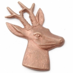 Czech 1920's Vintage realistic stags head stamped metal pin brooch jewelry element