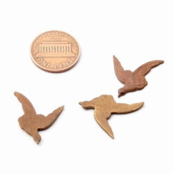 Lot (3) Czech 1920's Vintage realistic flying game bird stamped metal pin brooch jewelry elements
