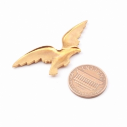 Czech 1920's Vintage realistic gold eagle stamped metal pin brooch jewelry element