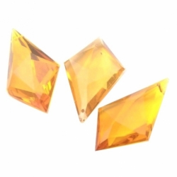 Lot (3) Czech 1920's vintage hand kite faceted amber topaz pendant glass beads
